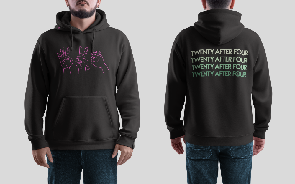 Pink (black hoodie)