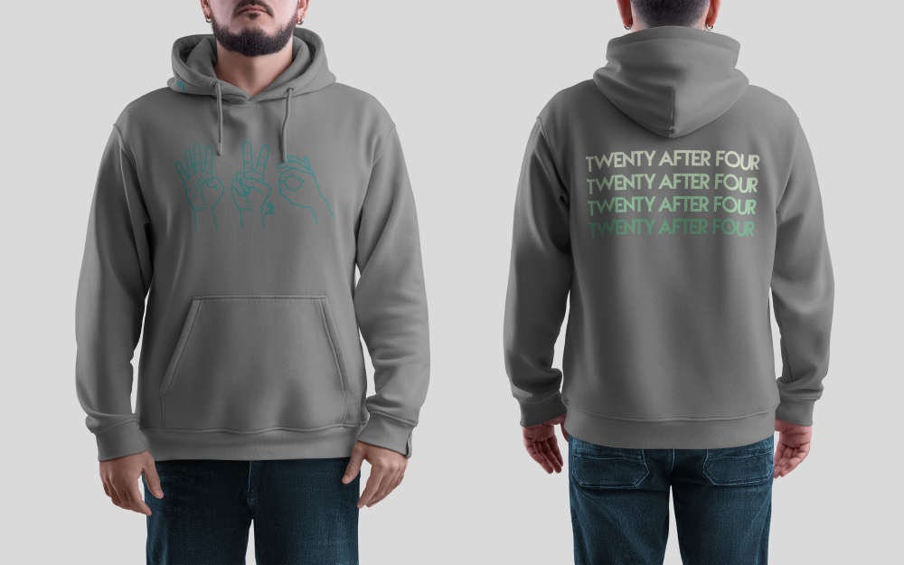 Teal (grey hoodie)
