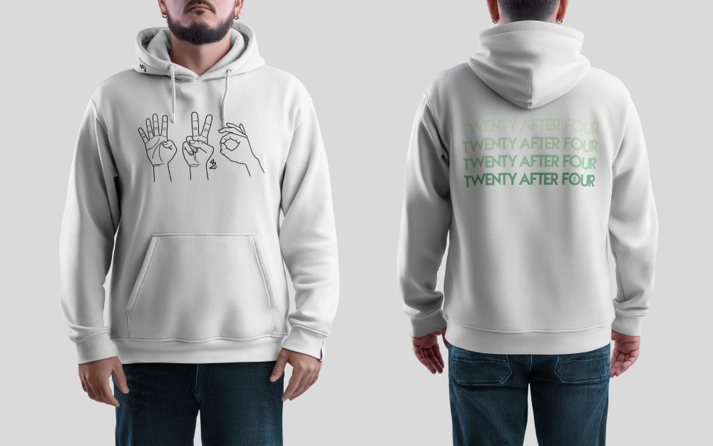 Black (white hoodie)