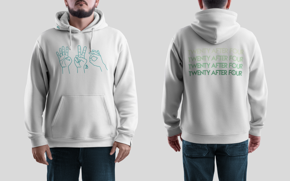 Teal (white hoodie)